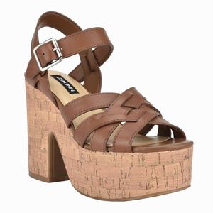 Nine West Cheers Heeled Platform Sandals - Brown - Ireland (OP0581936)